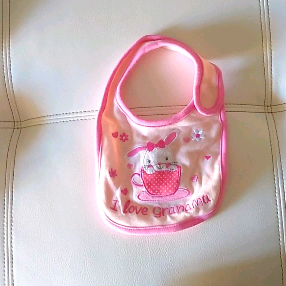 Pink I love grandma baby bib